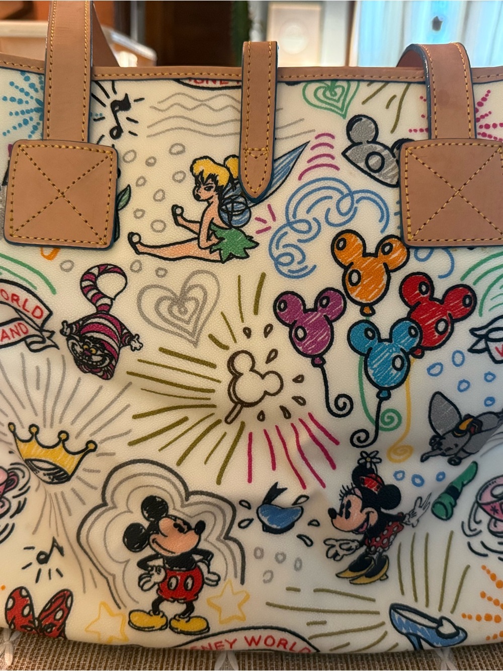 Dooney & Bourke Cream Canvas Disney Icon Tote with Tan Trim - Picture 5 of 10